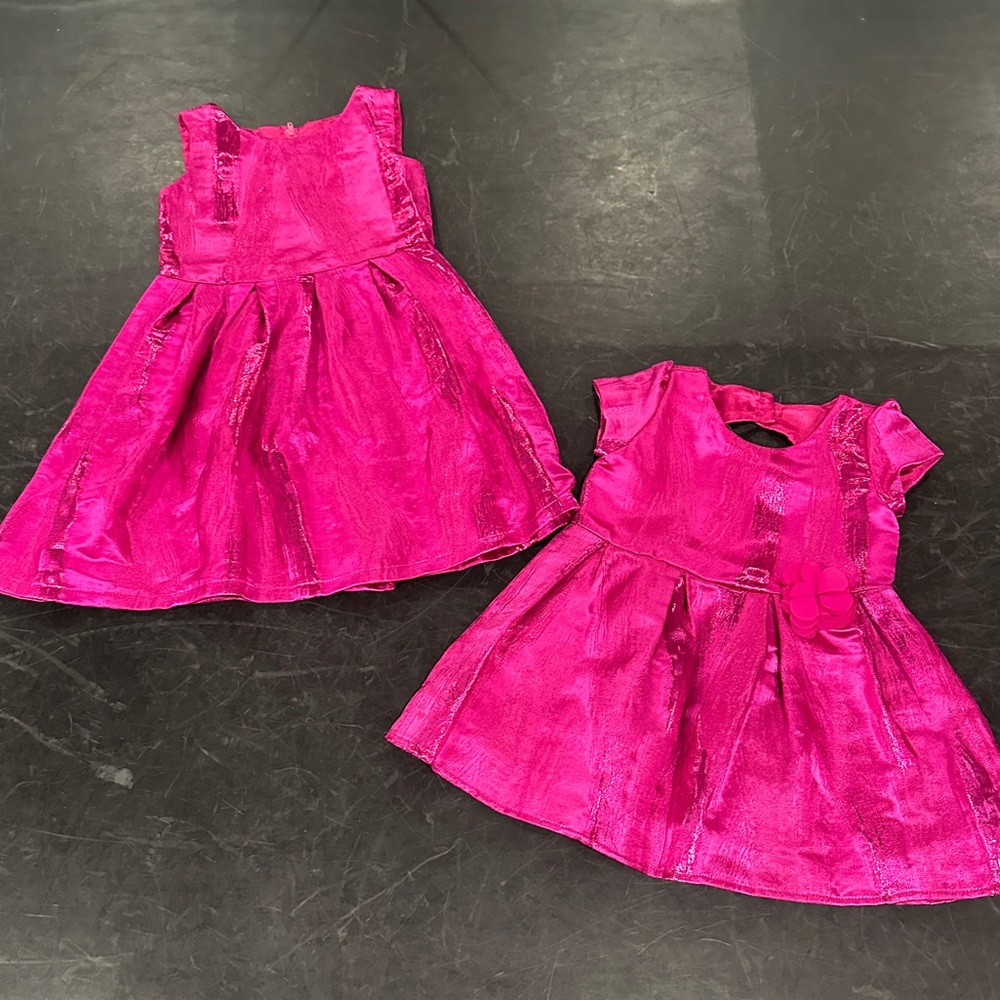 Children’s Place coordinating pink party dresses ~ size 5 and size 18-24 months.